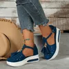 Casual Shoes Summer Sports for Women 2024 Retro Light Platform Women's Outdoor T-Strap Flats Ladies Wedge Sneakers