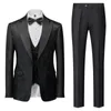 Jacka byxor Vest Mens Casual Business Tuxedo Wedding Flower Dresses Blazers/Men Slim Fit Printed Suit 3 PCS Set 4xl 5xl 240313