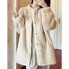 Women's Fur Faux Fur Chinese Korean Style Bubble Sleeved Fur Coat for Womens Long Fur One Piece Thick Imitation Mink Fur Coat