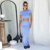 Work Dresses Casual Short Sleeve Crop Top And Long Skirt Set Bodycon Y2k Two Piece Mini Women Summer 2 Outfits Sets