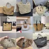 Multi design rive gauche print straw bag designer Hobo Basket Bags black Beige Leather Handle Handbag girl lady women branded logo cluth purse crochet straw hand bag