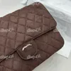 Kadın Tasarımcı CF Sırt Çantası 25cm Süet Elmas Kafes Lüks Dış Mekan Dış Seyahat Omuz Çantası Crossbody Coun Case Gümüş Donanım Akşam Debriyaj Pochette