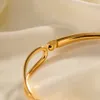 Uworld Minimalist Gold Color Tarnish Free Fashion Stainless Steel Bangle Bracelet Metal Texture Simple Open Charm Wrist Jewelry 240313