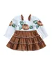 Louatui – robes d'automne pour petites filles, Costume d'halloween, manches longues, col carré, garniture à volants, imprimé citrouille, tenue d'automne pour tout-petits