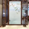 Window Stickers PVC Privacy Film Sun Blocking Non-Glue Static For Glass Door Tint Flowers And Birds Pattern Frosted