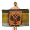 Serviette personnalisée à séchage rapide en microfibre, bain de plage, Super doux, drapeau de la russie, bras de manteau, serviettes de salle de bain pour Sauna