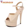 SURET Buty Beige Color Party Women Design Sexy Catwalk Sandals High Heels Platforma Stiletto Girls Shoe Club Stripers H240325