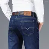 Jean de luxe en Denim pour homme, pantalon Long décontracté, classique, élastique, coupe régulière, droit, livraison directe