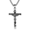 Pendant Necklaces Fashion Crucifix Jesus Christ Men Jewelry Gold Brown Silver Color Metal Cross Pendant With Neck Chain Necklaces For Man WomenL2403L2403