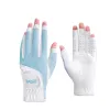 Handskar 1Pair Women's Open Finger Golf Gloves Breattable Mesh Pu Sunscreen Finger Cover End och höger hand för utomhussport Nytt