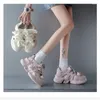 Chaussures décontractées été papa pour femmes Version coréenne évider baskets tendance à lacets Design Sport femme plate-forme