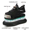 부츠 Waliantile New Men Safety Shoes for Summer Broktible Ourdoor Work Boots Nonslip Antismashing Steel Toe undructible Sneaker