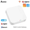 التحكم في Tuya Zigbee 3.0 Smart Gateway Hub Multimode Bridge Smart Home WiFi Bluetooth Gateway App يعمل مع Google Home Alexa