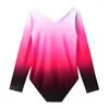 Stage Wear Ballet Justaucorps À Manches Longues Danse Dégradé Couleur Rouge Gymnastique Pour 3-14 Ans Filles Justaucorps Robe