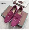 Dames zomerwandeling suède afdrukken casual schoenen Loro Piano Man Tasman loafers platte hak jurk schoen luxe lederen sneakers zwarte designer mocassin slip op rubber S355