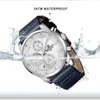 Herenhorloges NAVIFORCE Topmerk waterdicht 24-uurs datum Quartz Man Mode lederen sportpolshorloge Herenklok