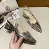 Женские модельные туфли 2024, весенние модные кожаные туфли на высоком каблуке с острым носком, золотистые свадебные женские туфли Zapatos De Mujer