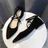 Daireler Bahar Sonbahar Kadın Ayakkabı Siyah ayak bileği kayışı daireler ayak bileği çözgü düşük topuklu bayanlar ayakkabı sivri ayak ayak ayakkabıları zapatos mujer ab247