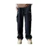 Pantalon pour hommes Hommes Cargo Jambe large avec cordon de serrage à la taille Plusieurs poches pour un confort décontracté au printemps été automne solide