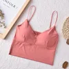 Camisoles tanques sem fio topos push strap acolchoado até bas sem costura fitness seda 2024 sexy ssiere para bralette lingerie feminina