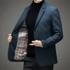 Costume chaud pour hommes, haut de gamme, mode hiver 2023, costume rembourré en coton, manteau d'affaires slim décontracté, blazer à simple boutonnage, 240307