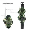 2st Childrens Watch Boys Family Toy Simulation 7-In-1 Militära klockor Walkie Talkie Compass Outdoor Clock Relogio Infantil 240306