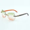 Lentes de corte de luxo elegantes óculos de sol clássicos de dupla fileira de diamantes 8300817 madeira laranja natural tamanho 18-135 mm