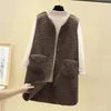 Damesvesten Dames Lange Jassen Vest Winter Herfst Lamswol Thermisch Vest Warm Fleece Mouwloos Jasje Dames