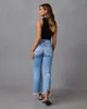 Women's Jeans 2024 Ripped Autumn And Winter Fringe Washed High-waisted Pants Wide-leg Pantalones De Mujer