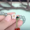 Link Bracelets Retro Chinese Style Jewelry Tassel Emerald Bangles Flower Jade Female Hand Chain Bead Women