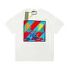 Męskie koszulki projektant Wysoka wersja G Family 23ss kolorowy wzór królika wydrukowany Nowy Rok Pure Bawełna Biała koszulka z krótkim rękawem dla mężczyzn K752