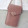 Borse a tracolla Borsa da donna per telefono Portamonete trasparente Cross Girls Cute Mini Heart Type Hasp Mobile Pouch