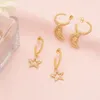 Orecchini pendenti FLOLA Perline placcate oro Cerchi Luna Stella Per le donne Rame Zircone Huggie Moda Gioielli in cristallo Regali Ersz59