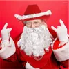 Beralar Noel Baba Sakal Şapka Eldiven Kerchief Gözlük Kemer Takım