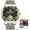 MODE Heren Skeleton Mechanische Horloges Luxe Jurk Automatische Zelfopwindende Saffierkristal Waterdichte Tungsten Stalen Band Horloges