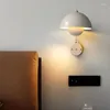 Vägglampa nordiska led färg sängläsning lampor mode sovrum vardagsrum studieljus hem dekor sconces med switch