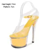 Sapatos de vestido Stripper pólo Sandalias Transparentes Mujer Clear Sandálias de Salto Alto Mulheres Plataforma Sexy Novo Salto 15cmH5IC H240321