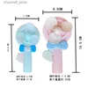 Electric Fans Summer Childrens Handheld Portable Fan Cartoon lollipop shaped Simple Press Student Small Fan Home Mini Handheld FanY240320