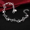 Braccialetti con ciondoli Argento sterling 925 PIENO zircone a cuore per le donne Gioielli di moda per feste di fidanzamento di nozze