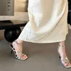 Sandals Women Fashion Brand Narrow Band Flip Flops Gladiator Sandal Open Toe Thin High Heel Sandalia Gold Sliver Party Mujer