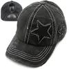 Retro Star Washed Denim Hole Baseball Cap Y2K Sun Hat For Women Men Cotton Ponytail Caps Fashion Hip Hop Hats Gorros 240301