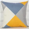 Oreiller jaune ligne géométrique taie d'oreiller 45x45 couverture maison canapé bureau taie d'oreiller en lin en gros