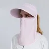 Sombreros de ala ancha Sombrero de verano para mujer para el sol Protección del cuello UV Playa solar Ciclismo Máscara de cara Sombrilla al aire libre Gorra de viaje Mujer