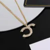 Top quality Designer Pendant Necklaces Double Letter Clogo Gold Crysatl Pearl Sweater Necklace Women Party Cclies Chokers Jewerlry 533