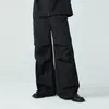 Men's Pants Double-Layer Pleated Design Sense Paratrooper Baggy Straight Trousers Casual Black Personalized