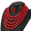 Chaînes exquises faites à la main blanche simulation perle multicouche collier dames de mariage bijoux ensemble tour de cou