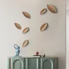 Decorative Figurines Creative Wood Carving Leaf Wall Decoration Living Room Porch Pendant Model