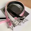 Belts Sparkling Zircon Star Buckle Belt Women Y2K Pink PU Leather Waistbands Retro Elastic Binding Full Drill Bride Accessories