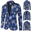 Blazer Casual Cappotto da uomo Giacca con stampa natalizia Abito aderente Blazer Moda Slim Bottoni Abito da festa 240304