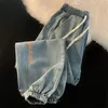 Calças de brim masculinas com impressão para homens cortados macho cowboy calças pretas harem empilhadas goth regular baggy 2024 coreano outono tendência xs
